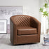 Logan Faux Leather Tufted Swivel Club Chair - Brown Mid Century Modern Swivel Chair | Waiting Room Swivel Chairs| Kinwell Furniture | Designer Swivel Chairs